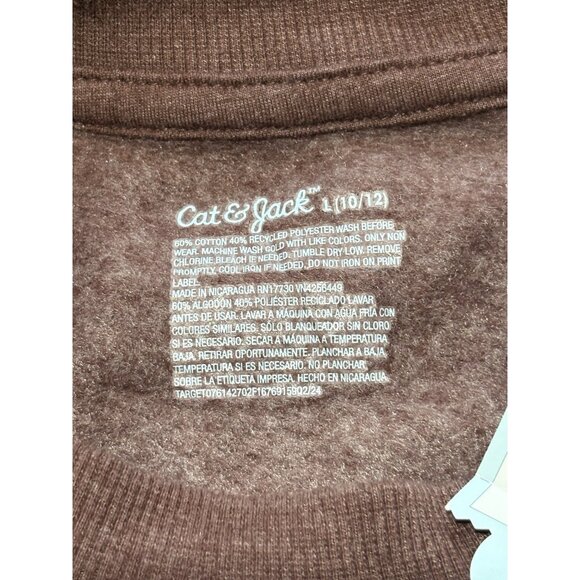 Cat & Jack Sweatshirt Boys Dark Brown Fleece Crewneck Sweater Size L (10-12) - Picture 3 of 4